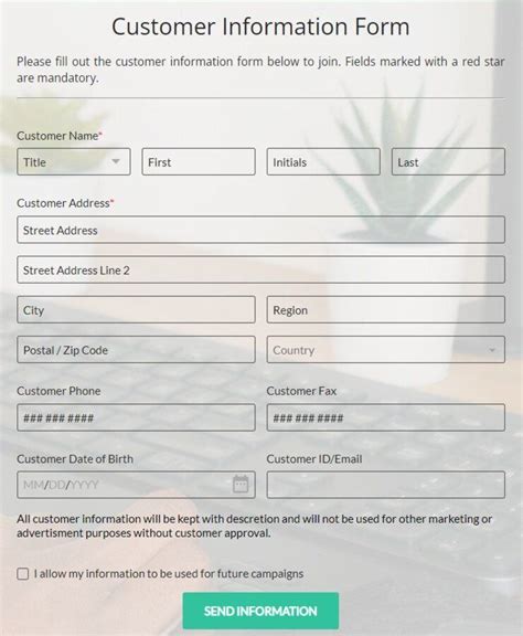 Update your Customer Information .